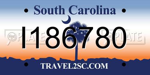 I186780 South Carolina License Plate