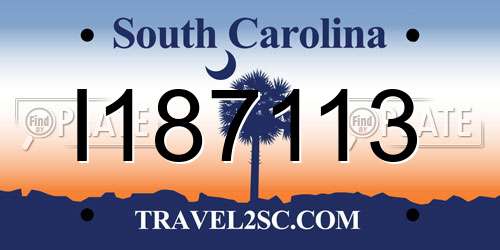 I187113 South Carolina License Plate