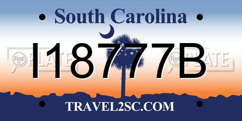 I18777B South Carolina License Plate
