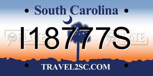 I18777S South Carolina License Plate