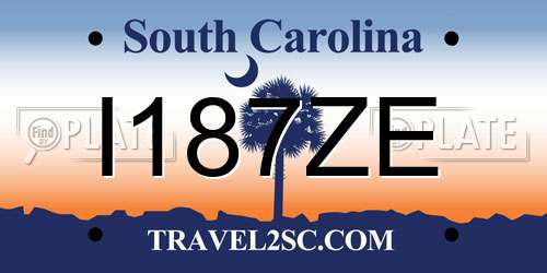 I187ZE South Carolina License Plate