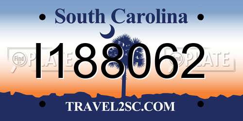 I188062 South Carolina License Plate