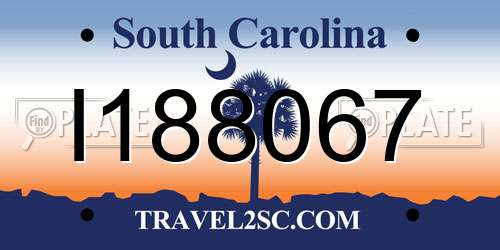 I188067 South Carolina License Plate