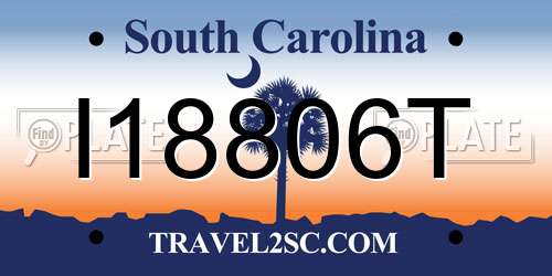 I18806T South Carolina License Plate