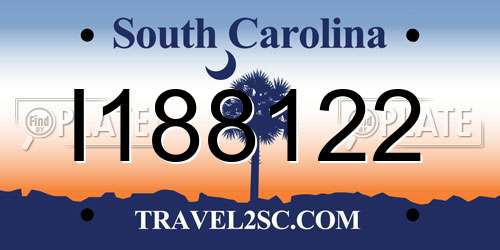 I188122 South Carolina License Plate