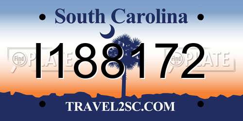 I188172 South Carolina License Plate
