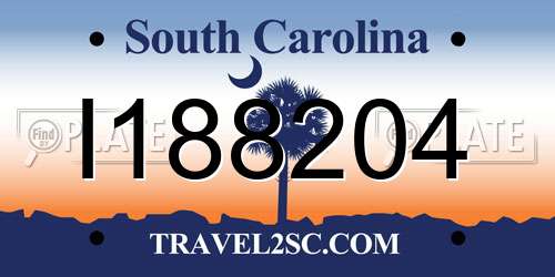I188204 South Carolina License Plate