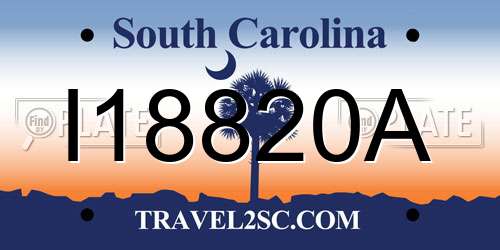 I18820A South Carolina License Plate
