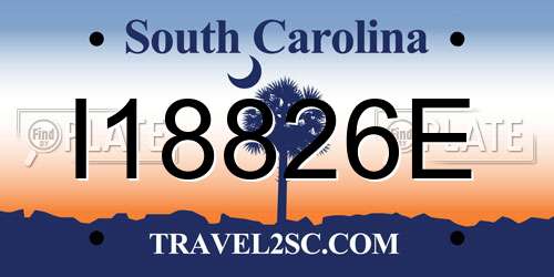 I18826E South Carolina License Plate