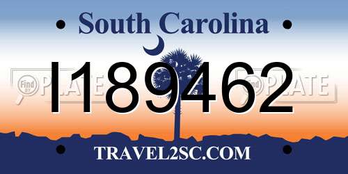 I189462 South Carolina License Plate