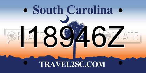 I18946Z South Carolina License Plate