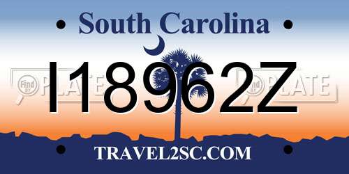 I18962Z South Carolina License Plate