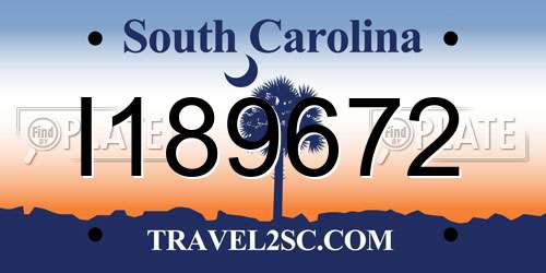 I189672 South Carolina License Plate