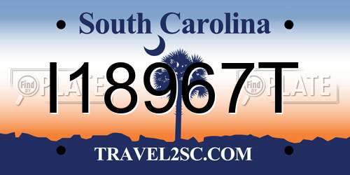 I18967T South Carolina License Plate
