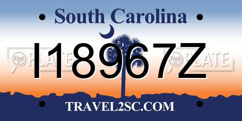 I18967Z South Carolina License Plate