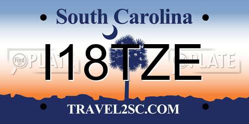 I18TZE South Carolina License Plate