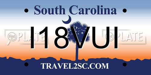 I18VUI South Carolina License Plate