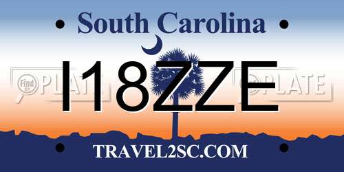 I18ZZE South Carolina License Plate