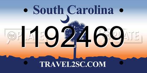 I192469 South Carolina License Plate