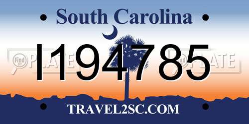 I194785 South Carolina License Plate
