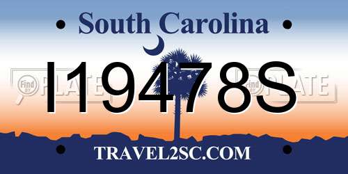 I19478S South Carolina License Plate