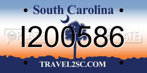 I200586 South Carolina License Plate