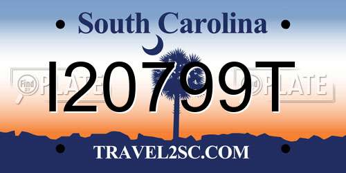 I20799T South Carolina License Plate