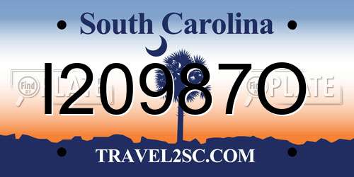 I20987O South Carolina License Plate