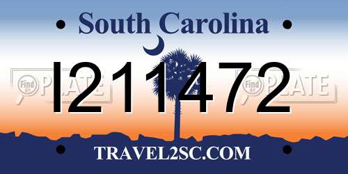 I211472 South Carolina License Plate