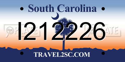 I212226 South Carolina License Plate