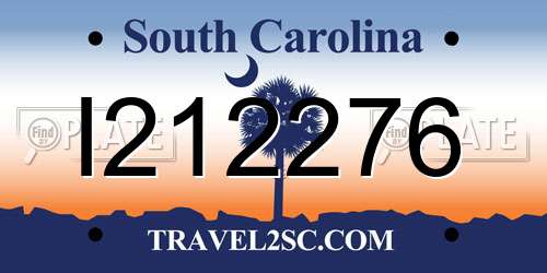I212276 South Carolina License Plate
