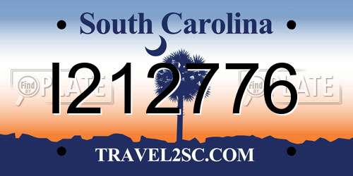 I212776 South Carolina License Plate