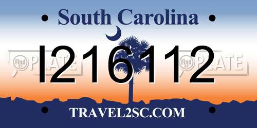 I216112 South Carolina License Plate