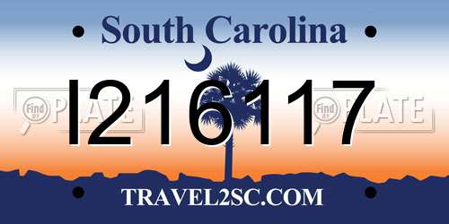 I216117 South Carolina License Plate