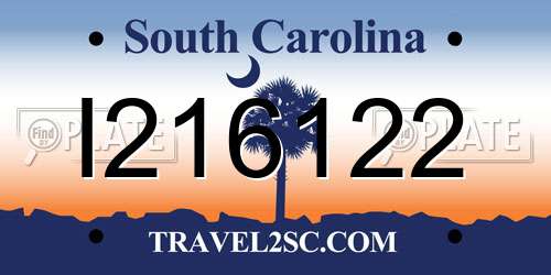 I216122 South Carolina License Plate