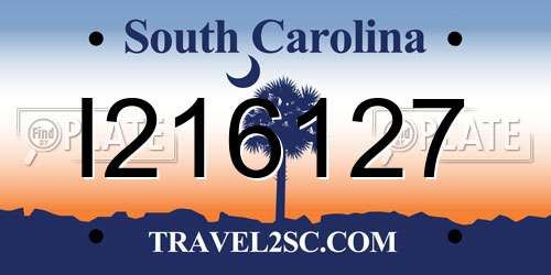I216127 South Carolina License Plate