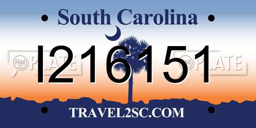I216151 South Carolina License Plate