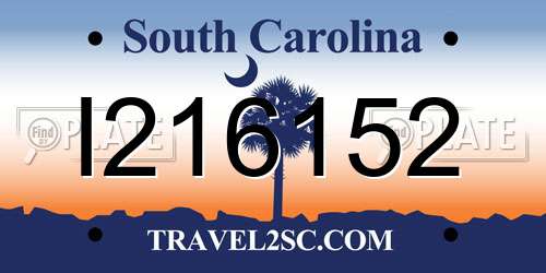I216152 South Carolina License Plate