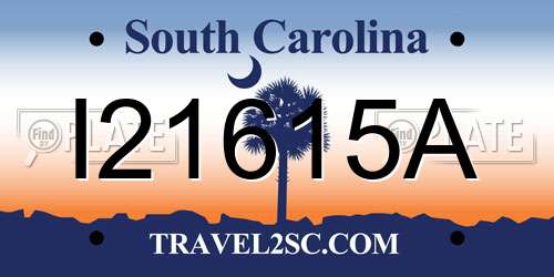 I21615A South Carolina License Plate