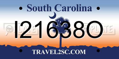 I21638O South Carolina License Plate