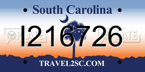 I216726 South Carolina License Plate