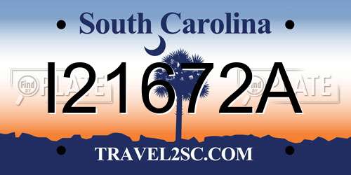 I21672A South Carolina License Plate