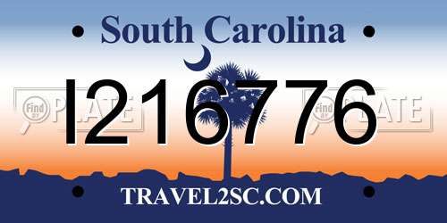 I216776 South Carolina License Plate