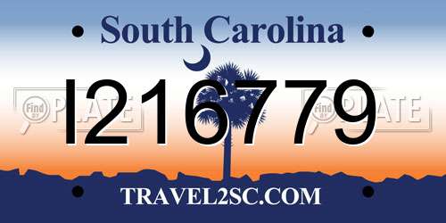 I216779 South Carolina License Plate