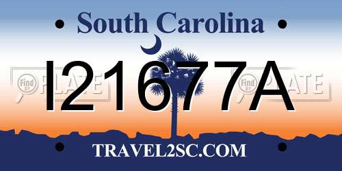 I21677A South Carolina License Plate