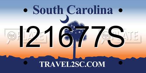 I21677S South Carolina License Plate