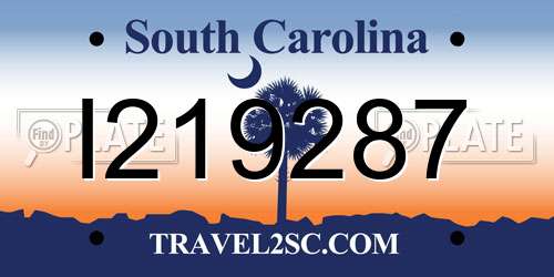 I219287 South Carolina License Plate