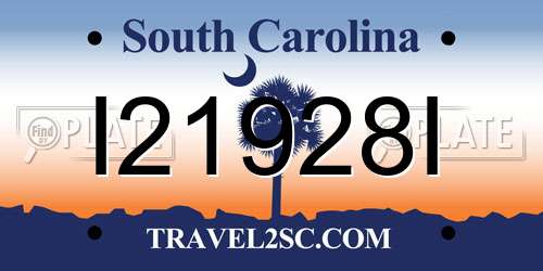 I21928I South Carolina License Plate
