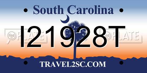 I21928T South Carolina License Plate