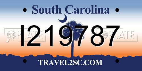I219787 South Carolina License Plate